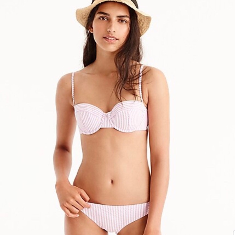 J. Crew seersucker bikini Top GUC